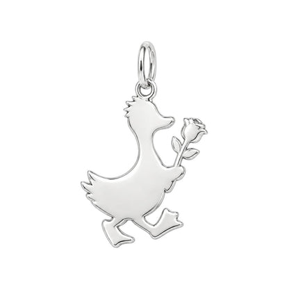 Gentle Duckling with Rose Charm Bracelet – Personalized Mom Gift – back of the charm, engraving area