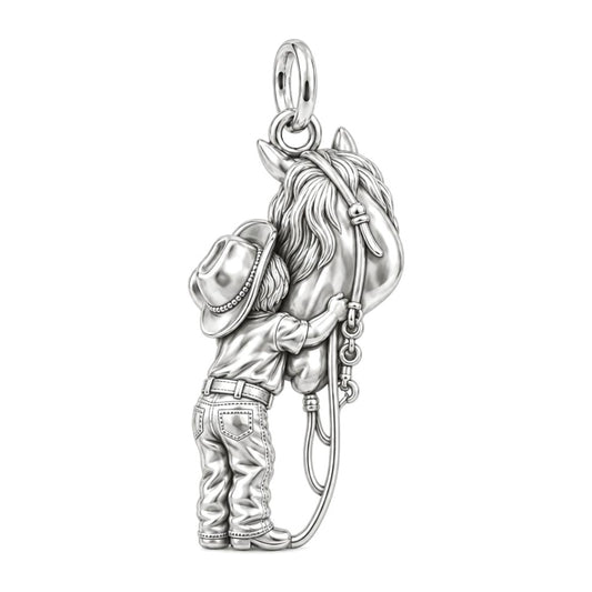 Gentle Horse Hug Charm Bracelet – Personalized Mom Gift – back of the charm, engraving area