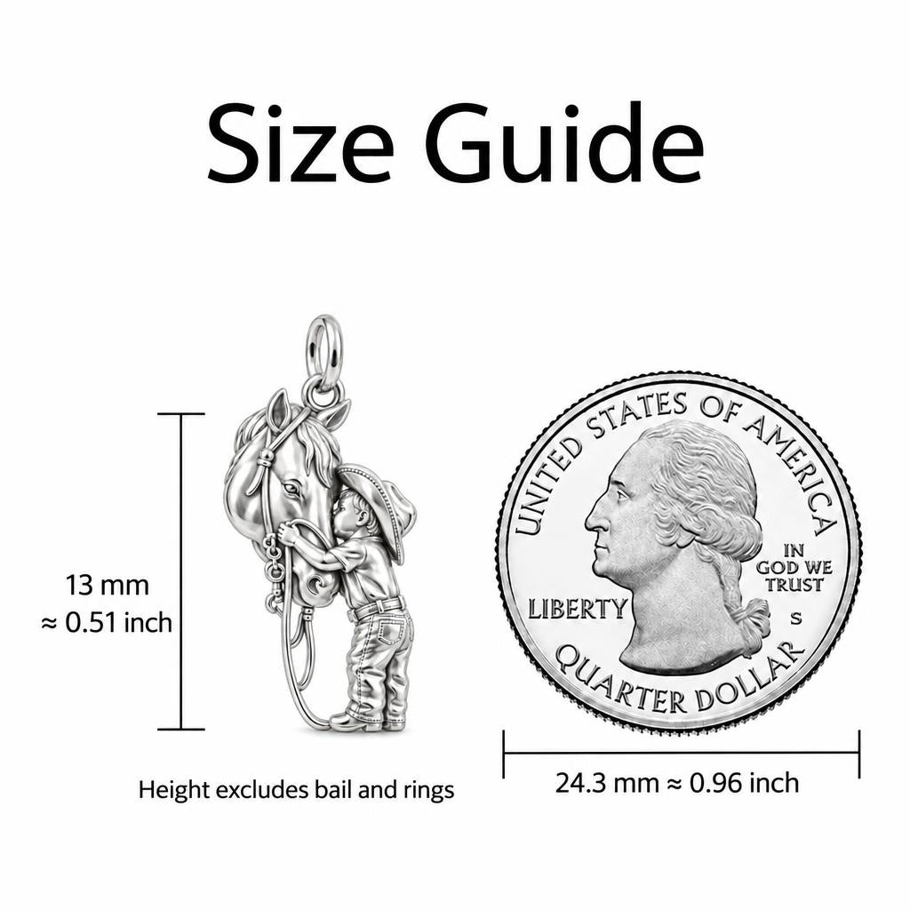 Gentle Horse Hug Charm Bracelet – Personalized Mom Gift – size guide, 13 mm charm next to a quarter