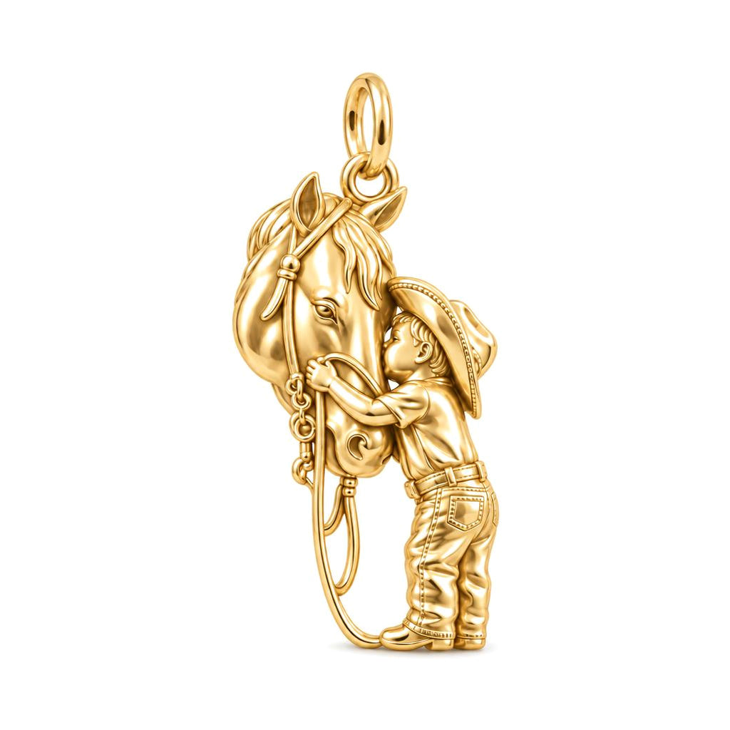 Gentle Horse Hug Charm Bracelet – Personalized Mom Gift – 18K gold charm, front view