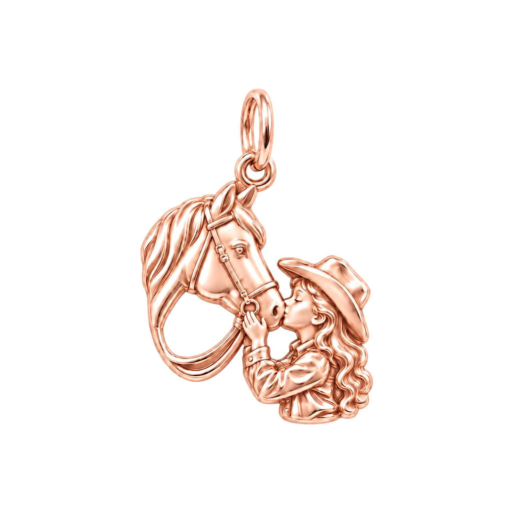 Gentle Horse Kiss Charm Bracelet – Personalized Horse Mom Gift – rose gold charm, front view