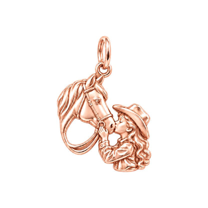 Gentle Horse Kiss Charm Bracelet – Personalized Horse Mom Gift – rose gold charm, front view
