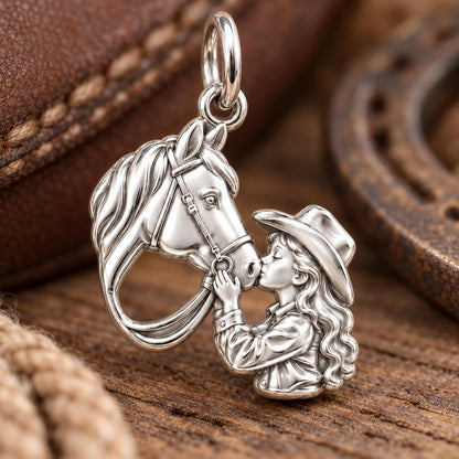 Gentle Horse Kiss Charm Bracelet – Personalized Horse Mom Gift – macro detail of the charm