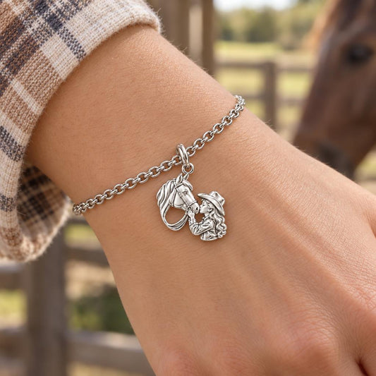 Gentle Horse Kiss Charm Bracelet Set – worn / in use