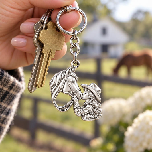 Gentle Horse Kiss Charm Keychain – worn / in use