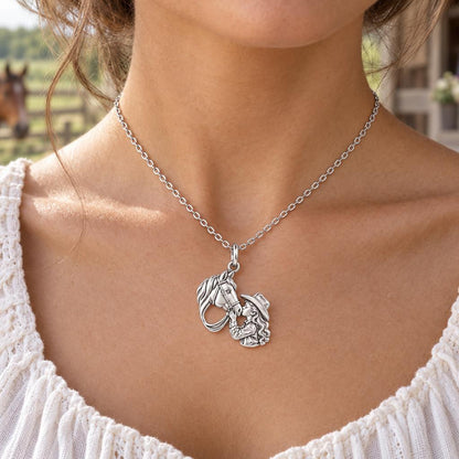 Gentle Horse Kiss Charm Necklace Set – worn / in use