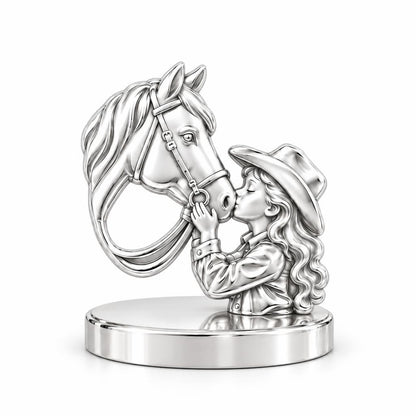 Gentle Horse Kiss Keepsake Plaque – silver, front view