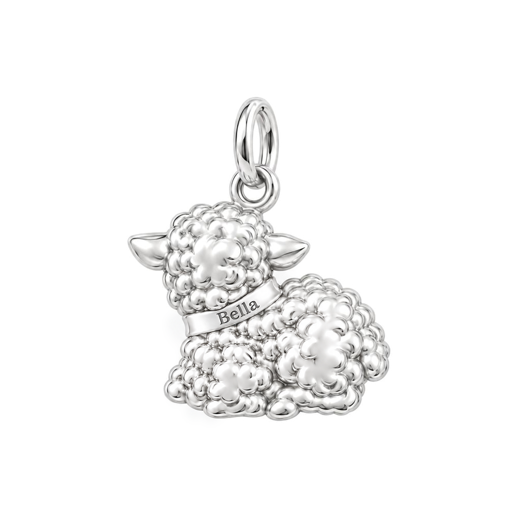 Gentle Little Lamb Charm Bracelet – Personalized Gift – macro detail of the charm