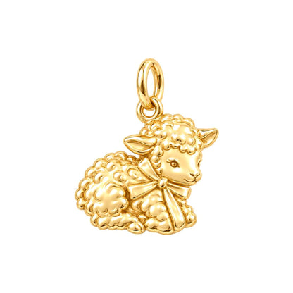 Gentle Little Lamb Charm Bracelet – Personalized Gift – 18K gold charm, front view