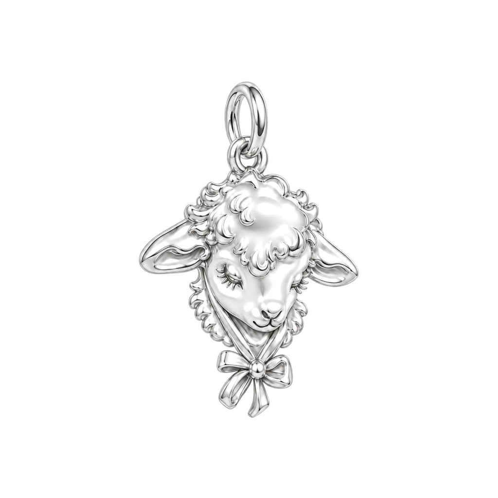 Gentle Little Lamb Charm Bracelet – Personalized Mom Gift – silver charm, front view