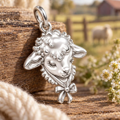 Gentle Little Lamb Charm Bracelet – Personalized Mom Gift – 18K gold charm, front view