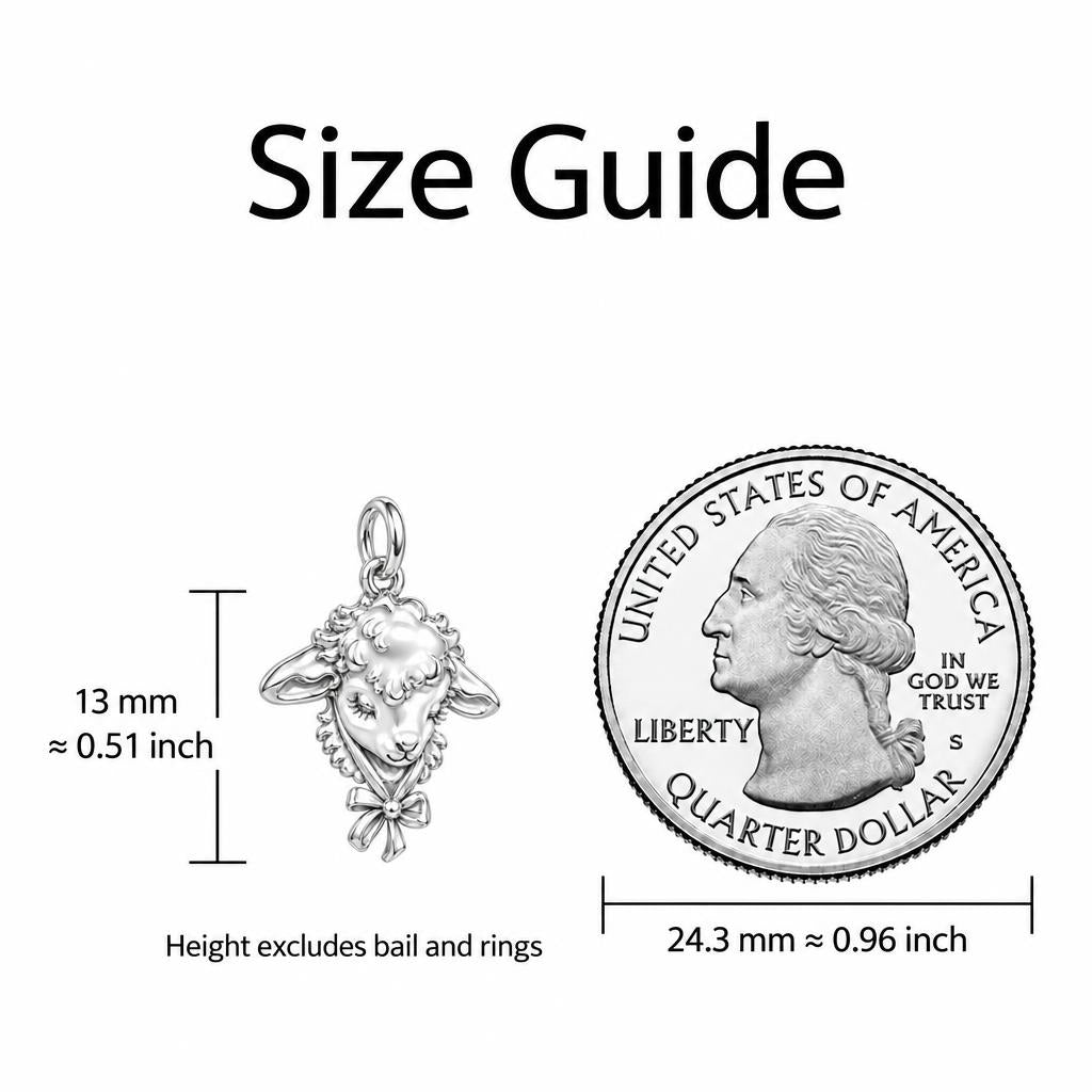 Gentle Little Lamb Charm Bracelet – Personalized Mom Gift – size guide, 13 mm charm next to a quarter