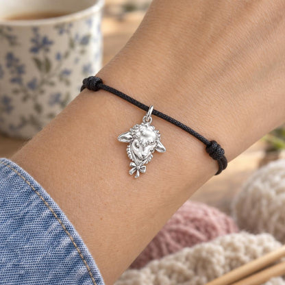 Gentle Little Lamb Charm Bracelet – Personalized Mom Gift – rose gold charm, front view