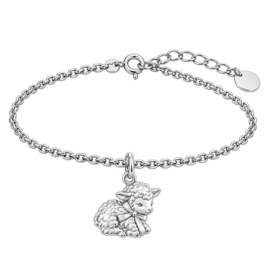 Gentle Little Lamb Charm Bracelet Set – silver, front view