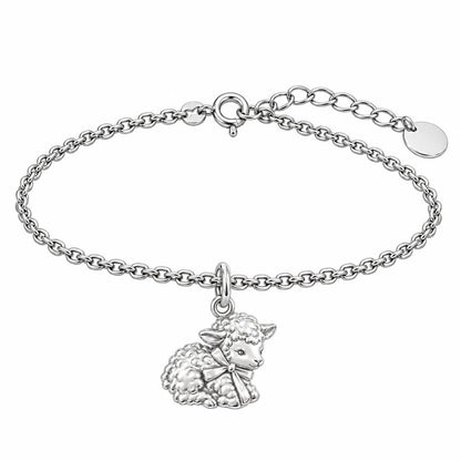 Gentle Little Lamb Charm Bracelet Set – silver, front view