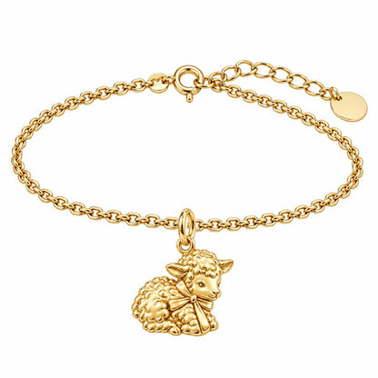 Gentle Little Lamb Charm Bracelet Set – 18K gold, front view