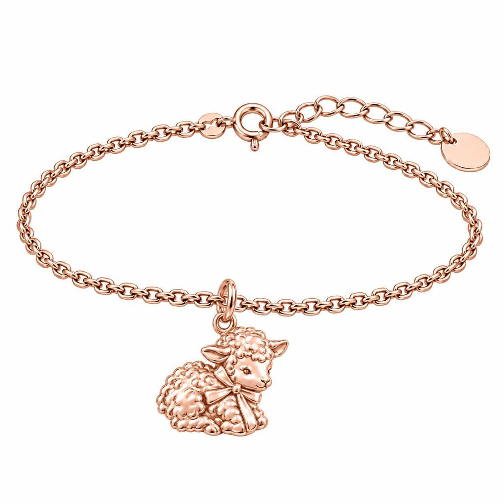 Gentle Little Lamb Charm Bracelet Set – rose gold, front view