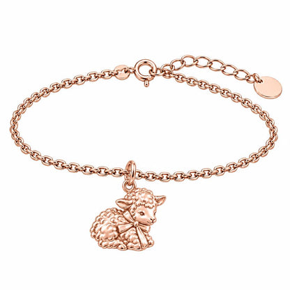 Gentle Little Lamb Charm Bracelet Set – rose gold, front view