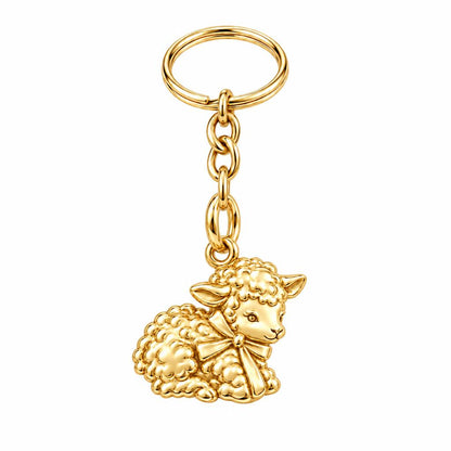 Gentle Little Lamb Charm Keychain – 18K gold, front view