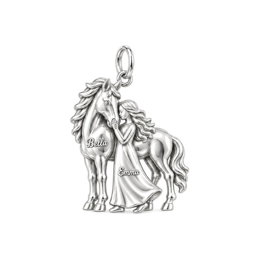Gentle Spirit Bond Charm Bracelet – Personalized Horse Lover Gift – silver charm, front view