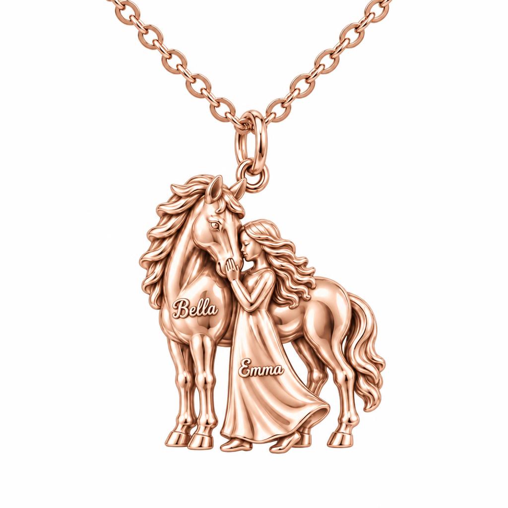 Gentle Spirit Bond Charm Necklace Set – rose gold, front view