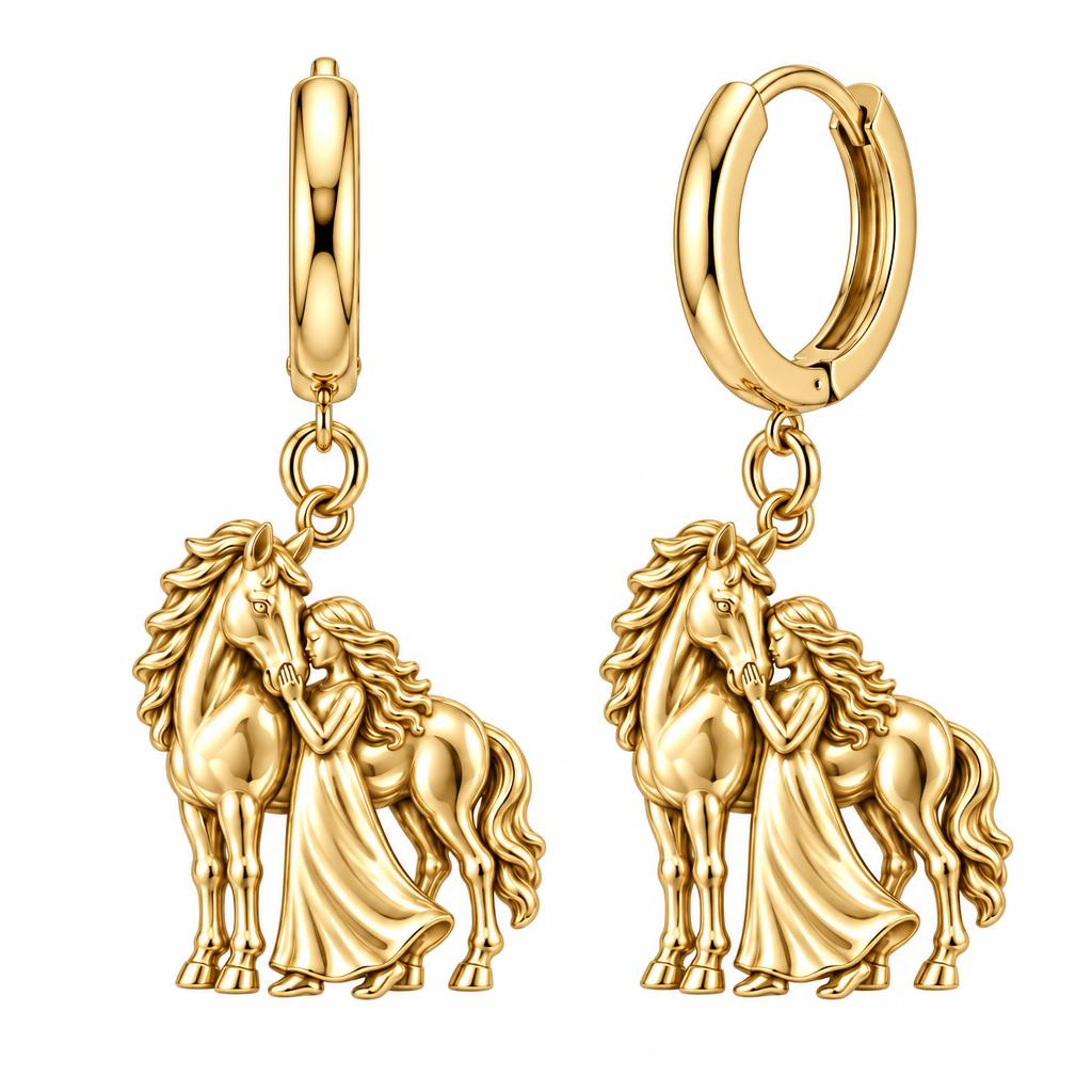 Gentle Spirit Bond Huggie Charm Earrings – 18K gold, front view