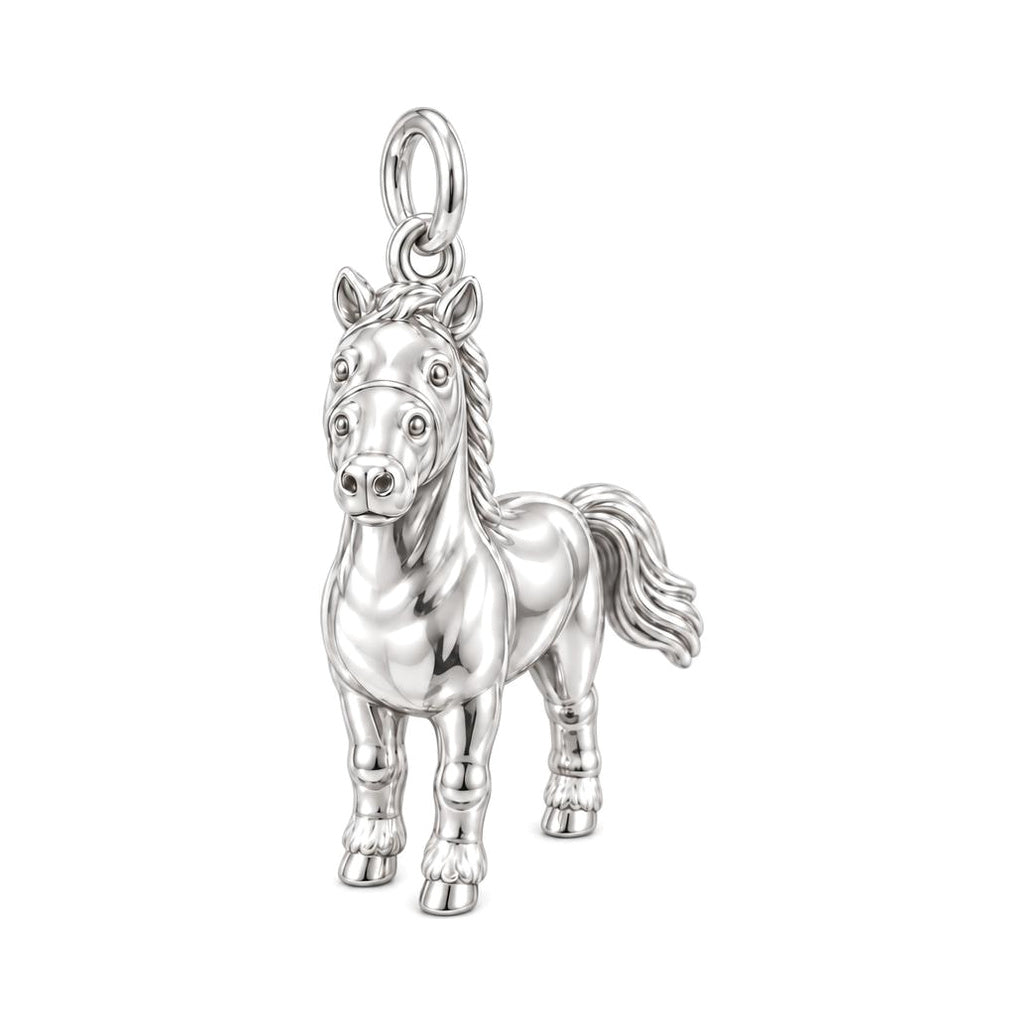 Gentle Spirit Horse Charm Bracelet – Personalized Horse Lover Gift – silver charm, front view