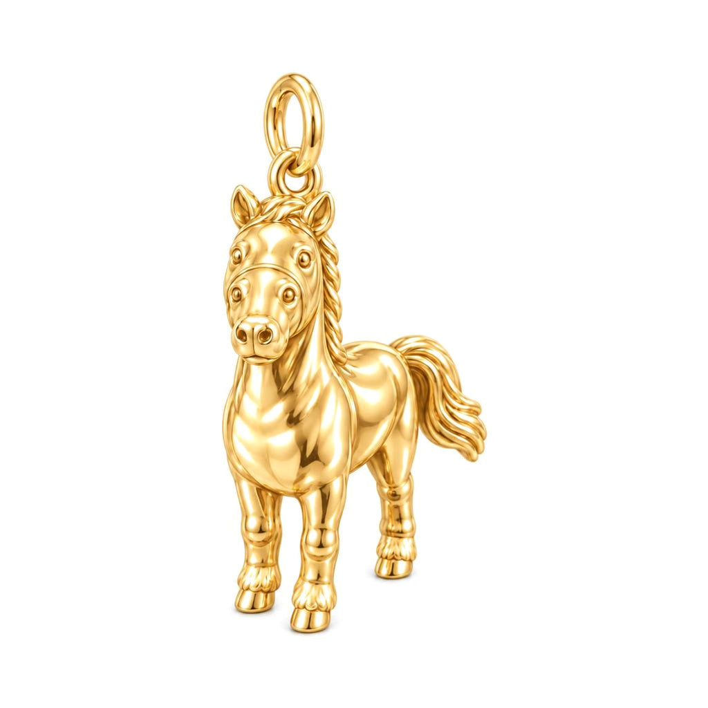 Gentle Spirit Horse Charm Bracelet – Personalized Horse Lover Gift – 18K gold charm, front view