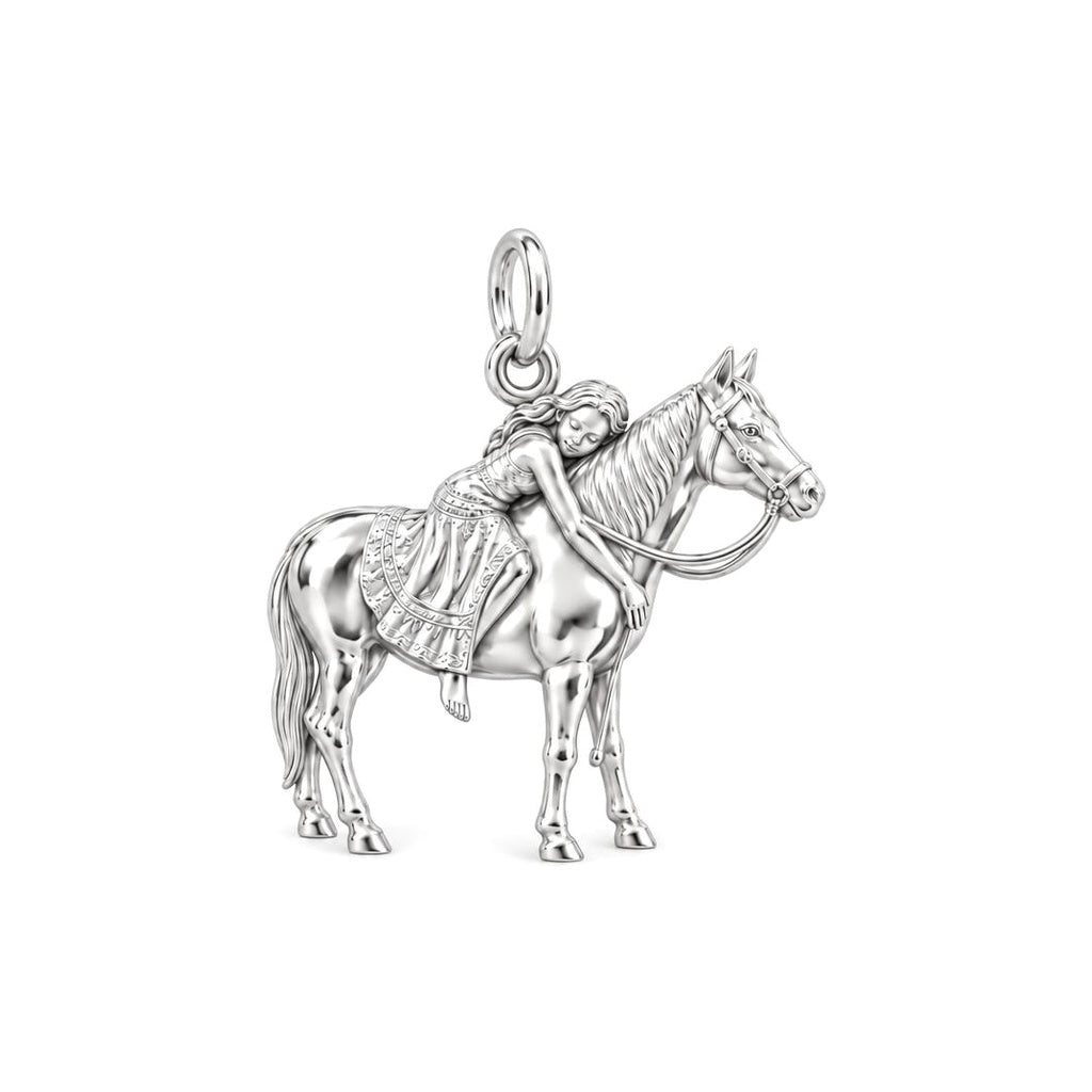 Gentle Spirit Horse Hug Charm Bracelet – Personalized Horse Lovers – silver charm, front view