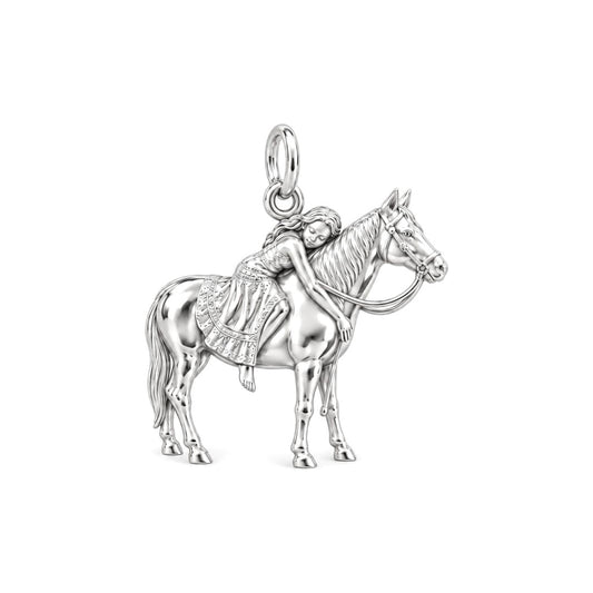 Gentle Spirit Horse Hug Charm Bracelet – Personalized Horse Lovers – silver charm, front view