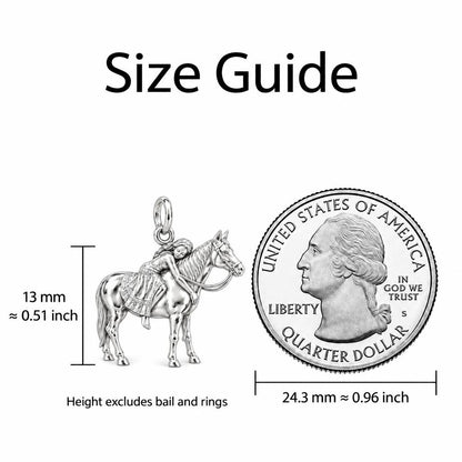 Gentle Spirit Horse Hug Charm Bracelet – Personalized Horse Lovers – size guide, 13 mm charm next to a quarter