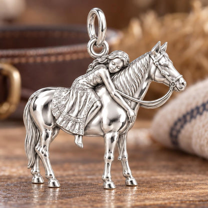 Gentle Spirit Horse Hug Charm Bracelet – Personalized Horse Lovers – macro detail of the charm