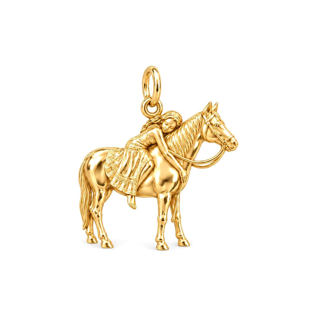 Gentle Spirit Horse Hug Charm Bracelet – Personalized Horse Lovers – 18K gold charm, front view