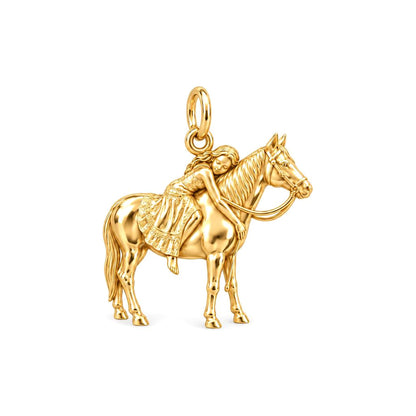 Gentle Spirit Horse Hug Charm Bracelet – Personalized Horse Lovers – 18K gold charm, front view