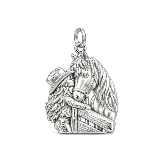 Gentle Spirit Horse Hug Charm Bracelet – Personalized Horse Mom Gift – silver charm, front view