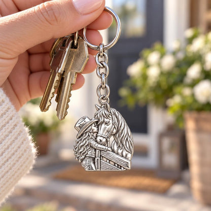 Gentle Spirit Horse Hug Charm Keychain – worn / in use