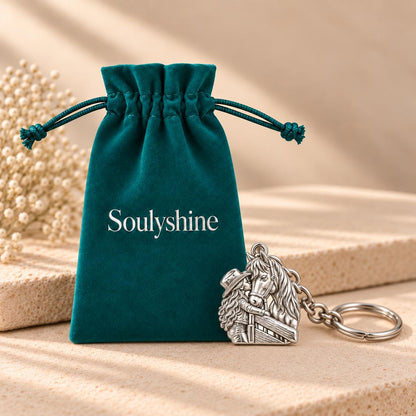 Gentle Spirit Horse Hug Charm Keychain – Soulyshine velvet gift pouch