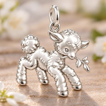 Gentle Spring Lamb Charm Bracelet – macro detail of the charm