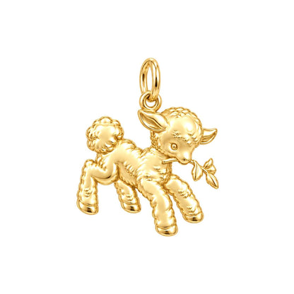 Gentle Spring Lamb Charm Bracelet – 18K gold charm, front view