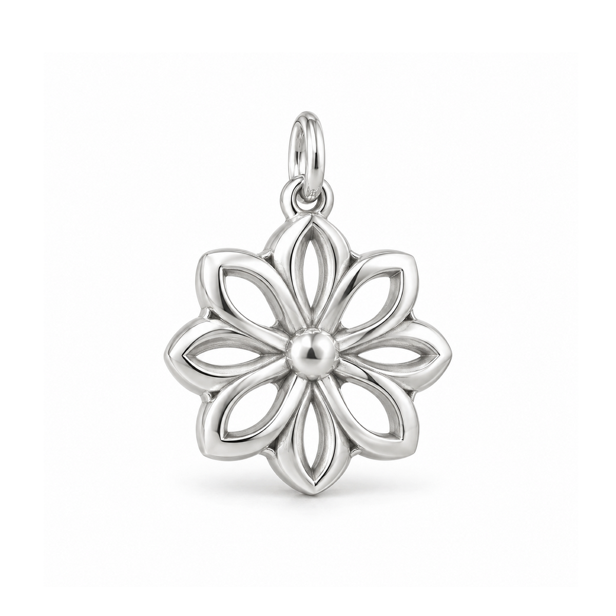 Geometric Bloom Charm — Silver | charm-topics-remaining-444-2026-09-14 | topic-418