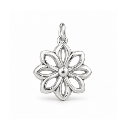 Geometric Bloom Charm — Silver | charm-topics-remaining-444-2026-09-14 | topic-418