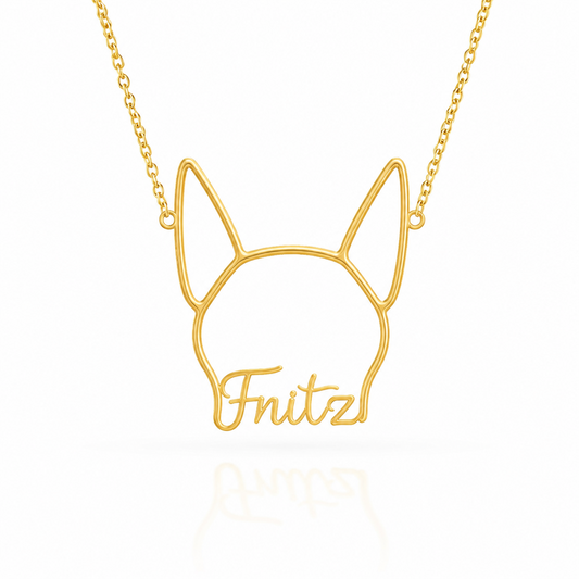 German Pinscher Whisper of Paws - Personalized Outline Your Pet's Face and Name Necklace
