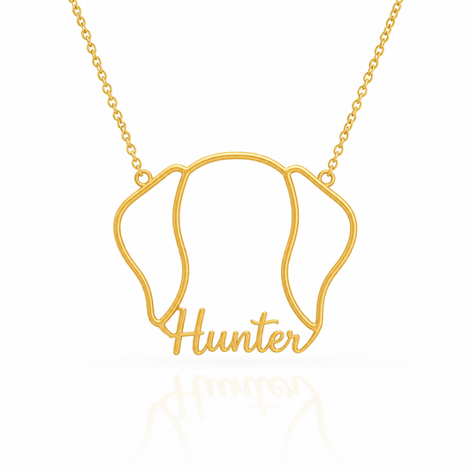 German Shorthaired Pointer Whisper of Paws - Personalized Outline Your Pet's Face and Name Necklace