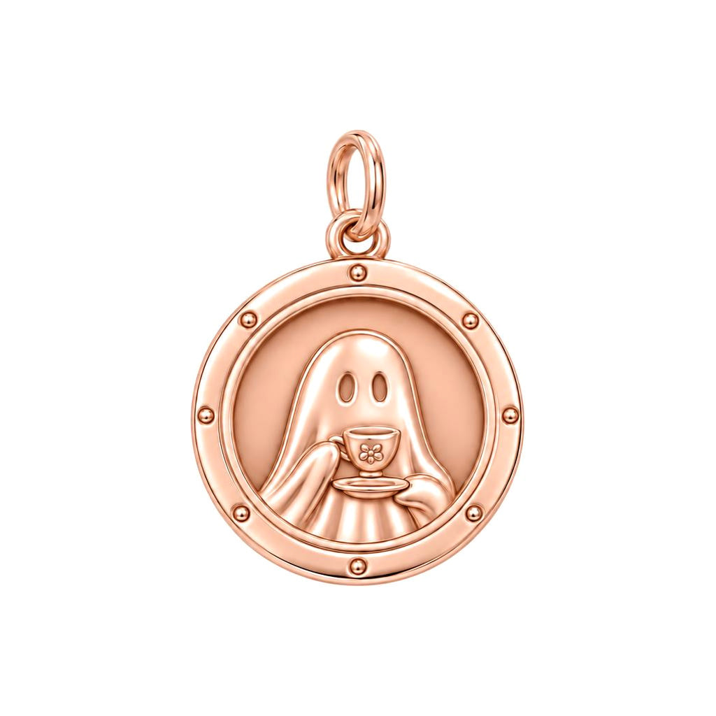 Ghostly Tea Time Charm Bracelet – Personalized Best Friend Gift – rose gold charm, front view