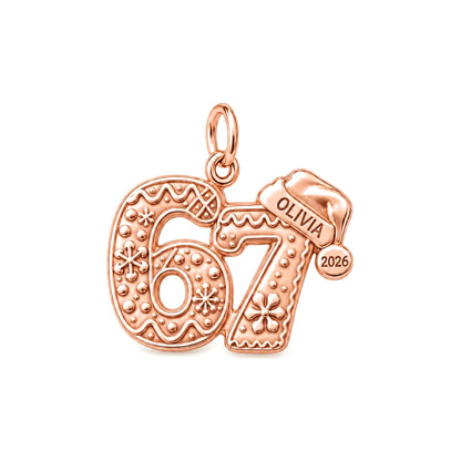 Gingerbread Birthday Milestone Charm Bracelet – Personalized Mom Gift – rose gold charm, front view