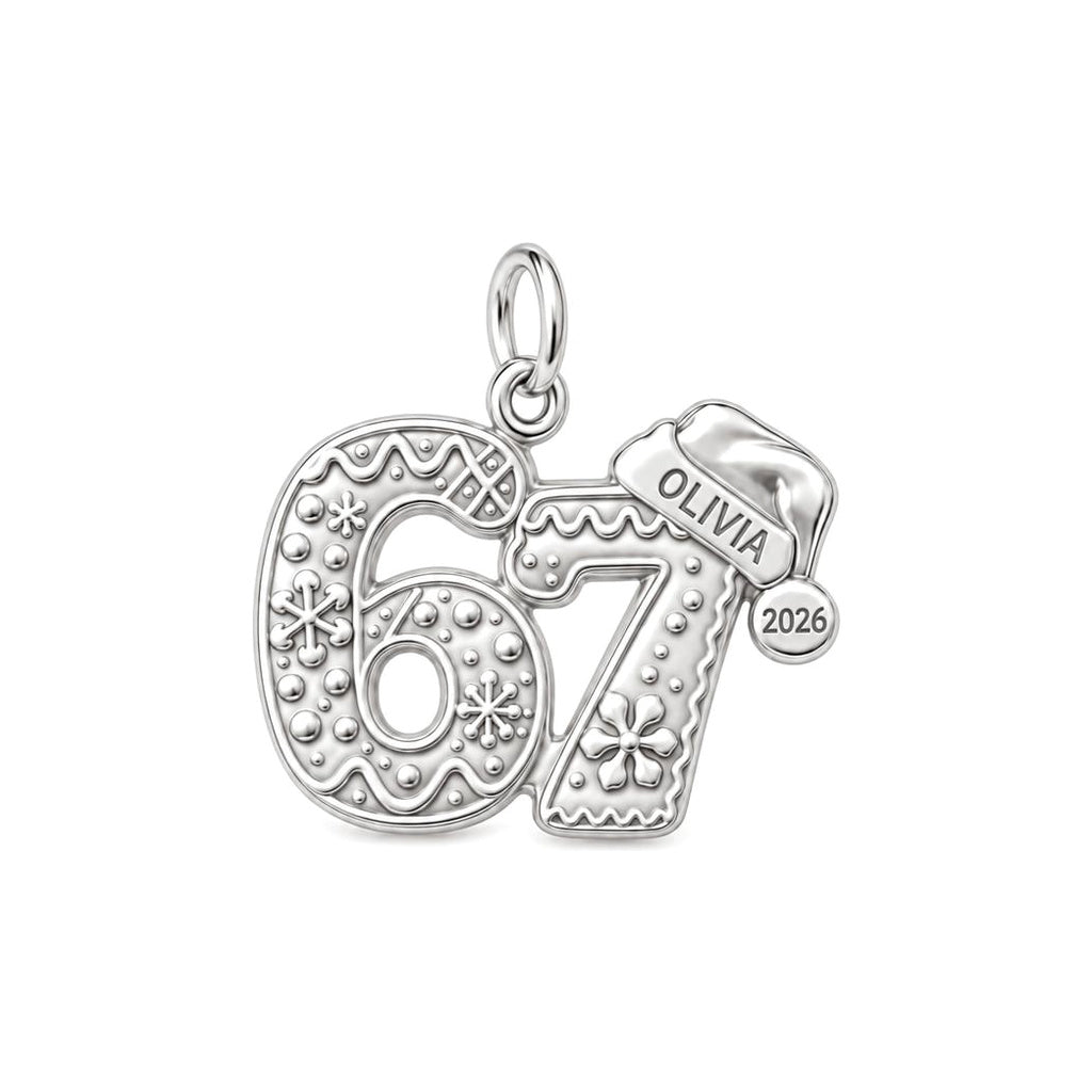Gingerbread Birthday Milestone Charm Bracelet – Personalized Mom Gift – silver charm, front view
