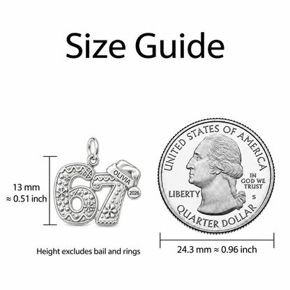 Gingerbread Birthday Milestone Charm Bracelet – Personalized Mom Gift – size guide, 13 mm charm next to a quarter