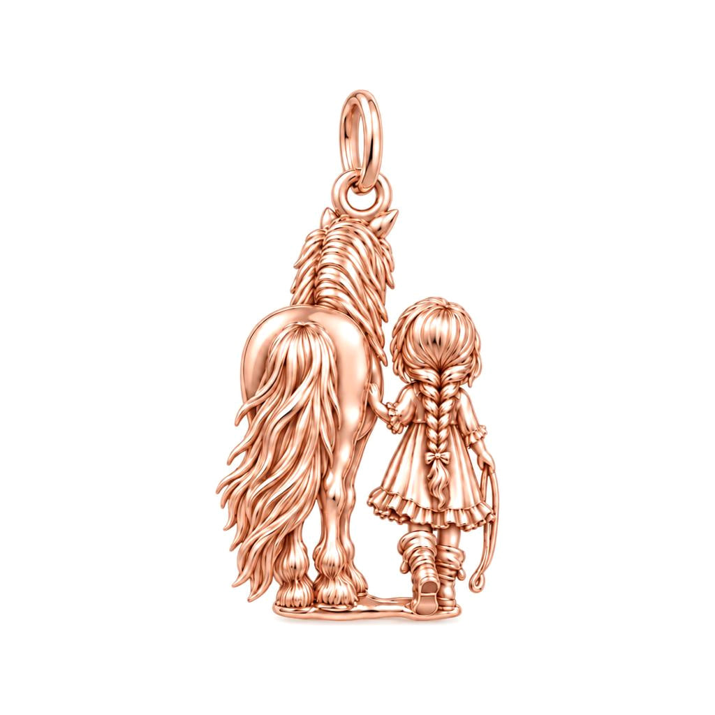 Girl and Horse Best Friends Charm and Polyester Cord Bracelet Set