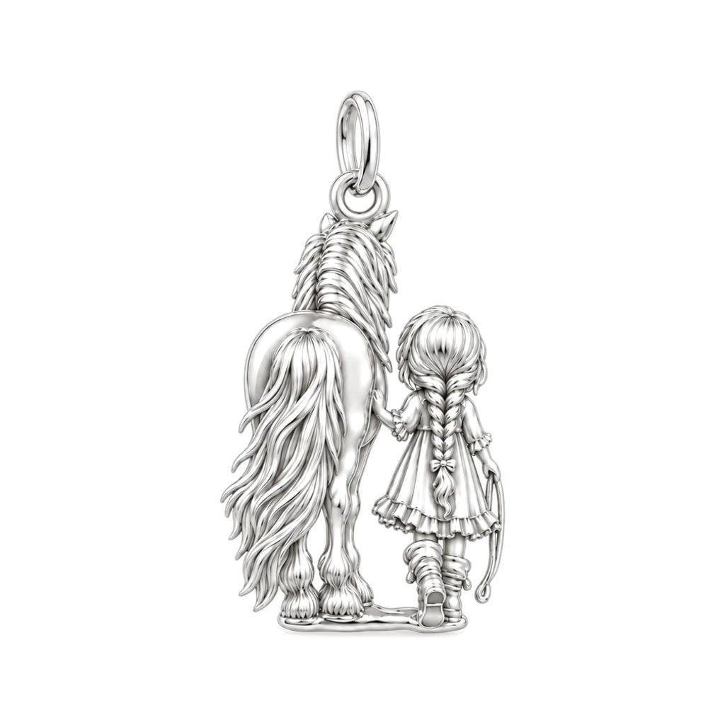 Girl and Horse Best Friends Charm and Polyester Cord Bracelet Set