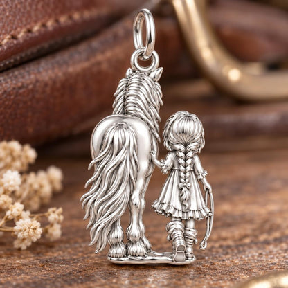 Girl and Horse Best Friends Charm and Polyester Cord Bracelet Set